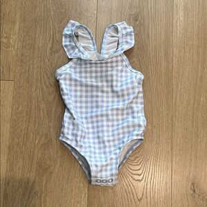 Carter's Blue and White Gingham Ruffle-Strap One-Piece Swimsuit